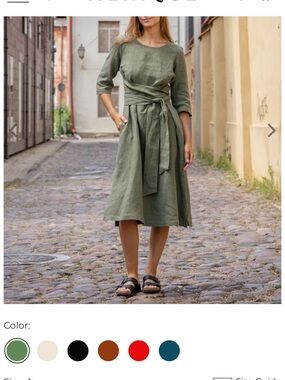 Sculpted Waist Midi Dress in Olive Green